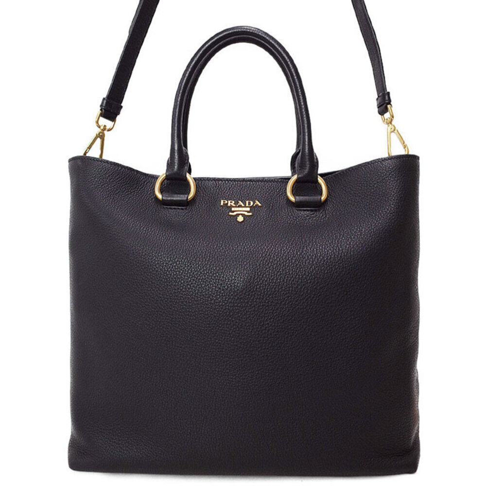 Prada Vitello Phenix leather shopping tote bag Black